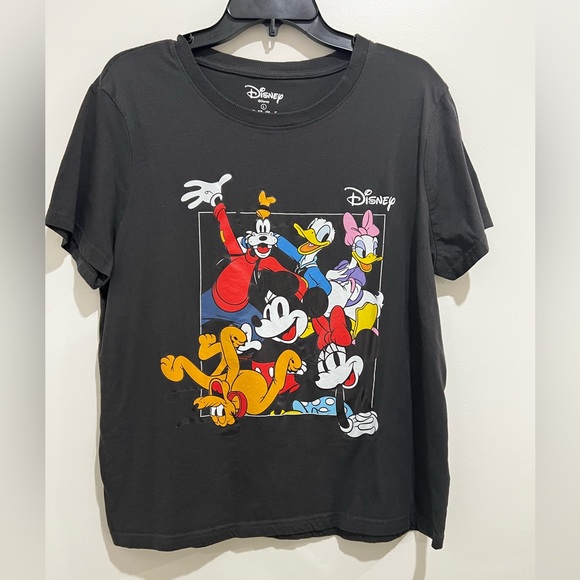Disney Black Short Sleeve Tee with Mickey & Friends Colorful Graphic - Picture 2 of 6